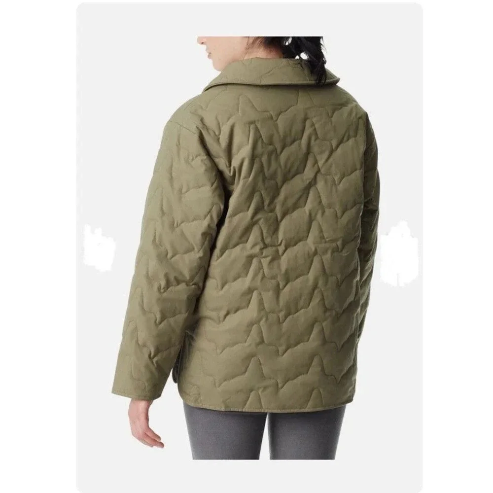Bass Outdoor Women's Large Quilted Long Sleeve Jacket Deep Lichen Green Snaps
